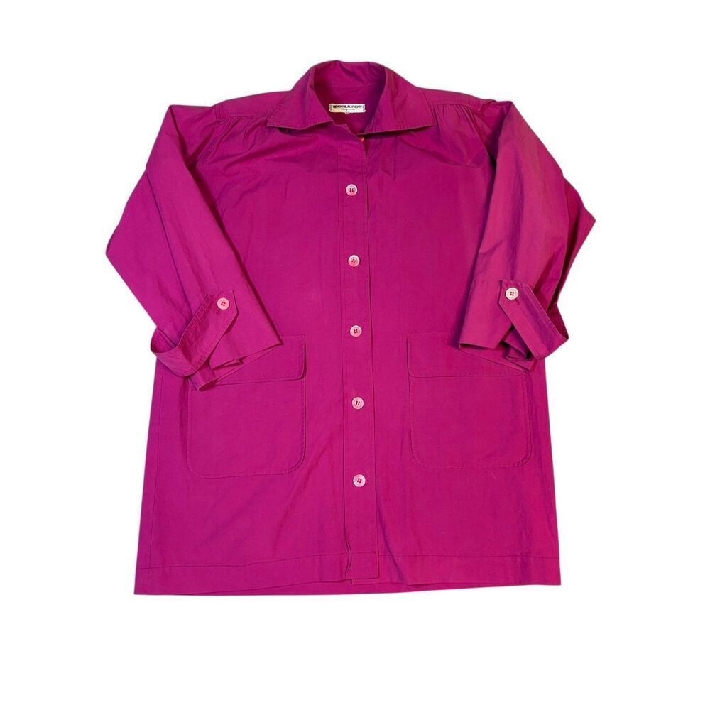 Saint Laurent Rive Gauche Vintage Shacket Jacket Magenta France Size 44 Oversize